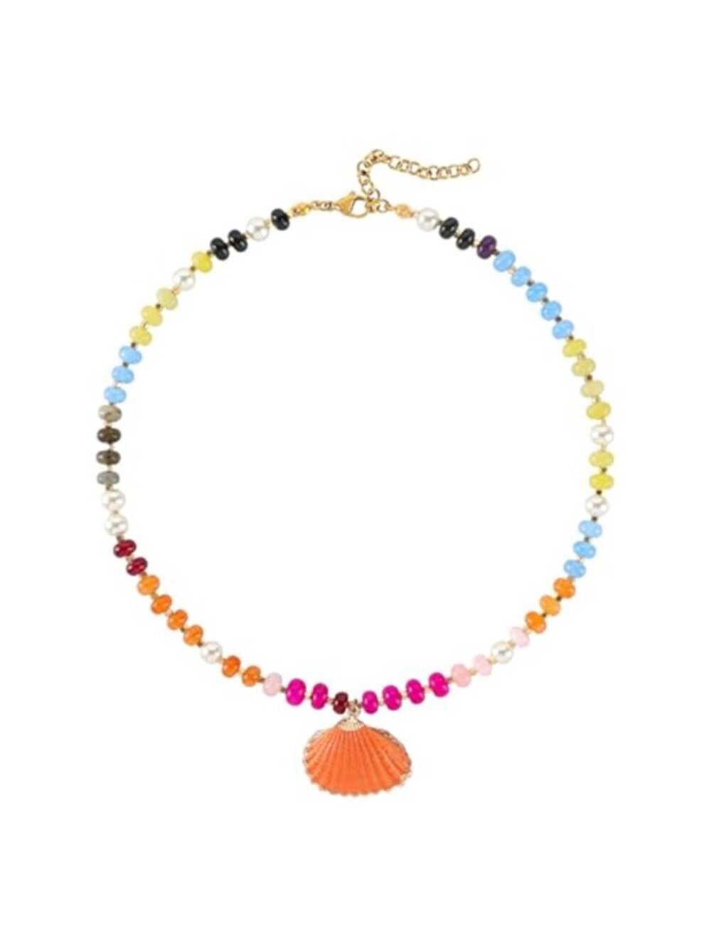 Boho Colorful Beaded Necklace with Natural Shell